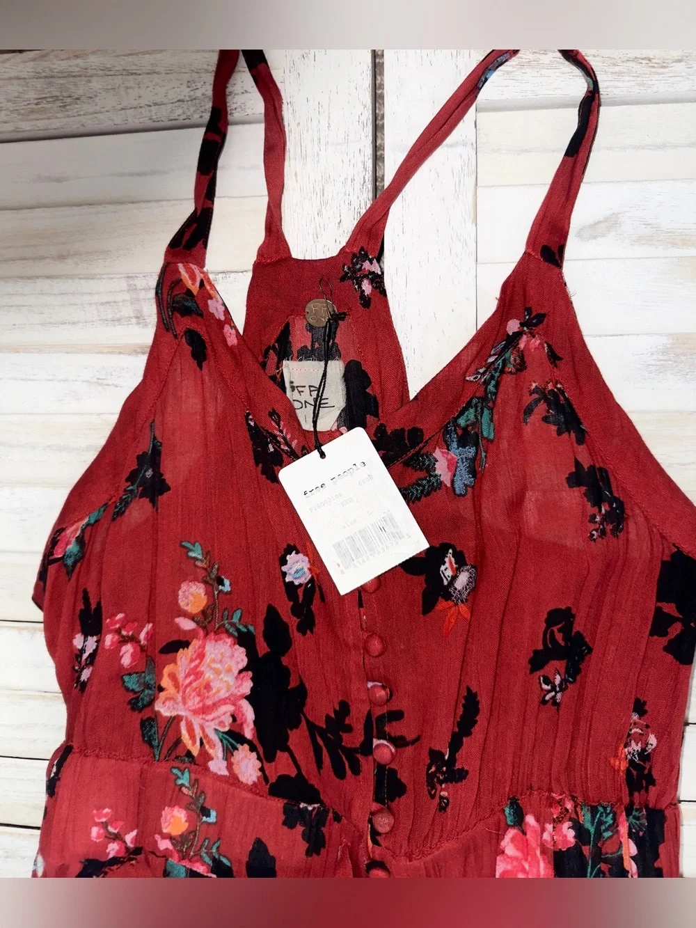 NWT- Free People Moonlight Garden Floral Jumpsuit Wide Leg Large